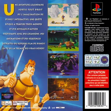 Disney Jeu D Action Disney Presente Hercule (FR) box cover back